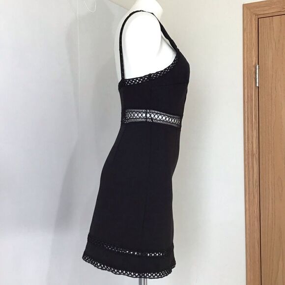 Free People Black Mini Dress Iris Crochet Trim Mini Dress New Size 8 - Picture 6 of 16